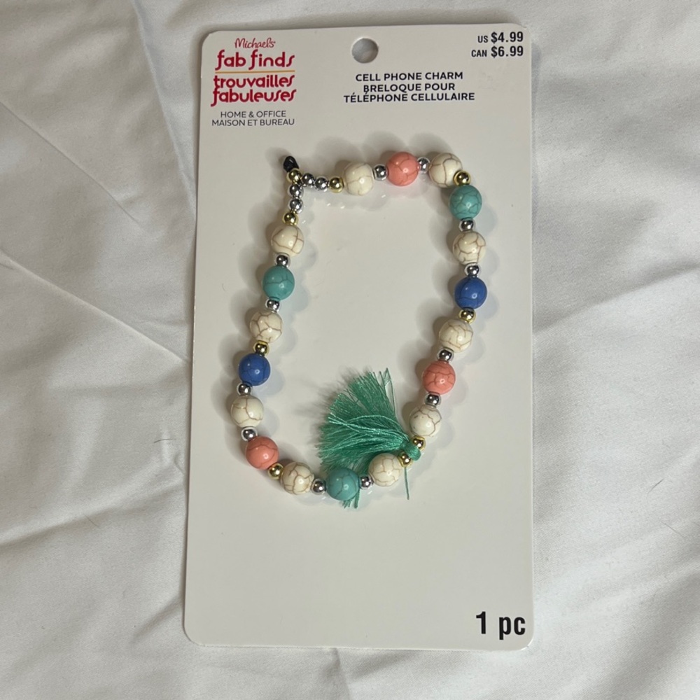 Beaded Phone Charm with Tassel